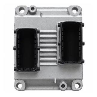 Illustration non contractuelle du boîtier moteur compact — six fixations et deux prises noires décalées