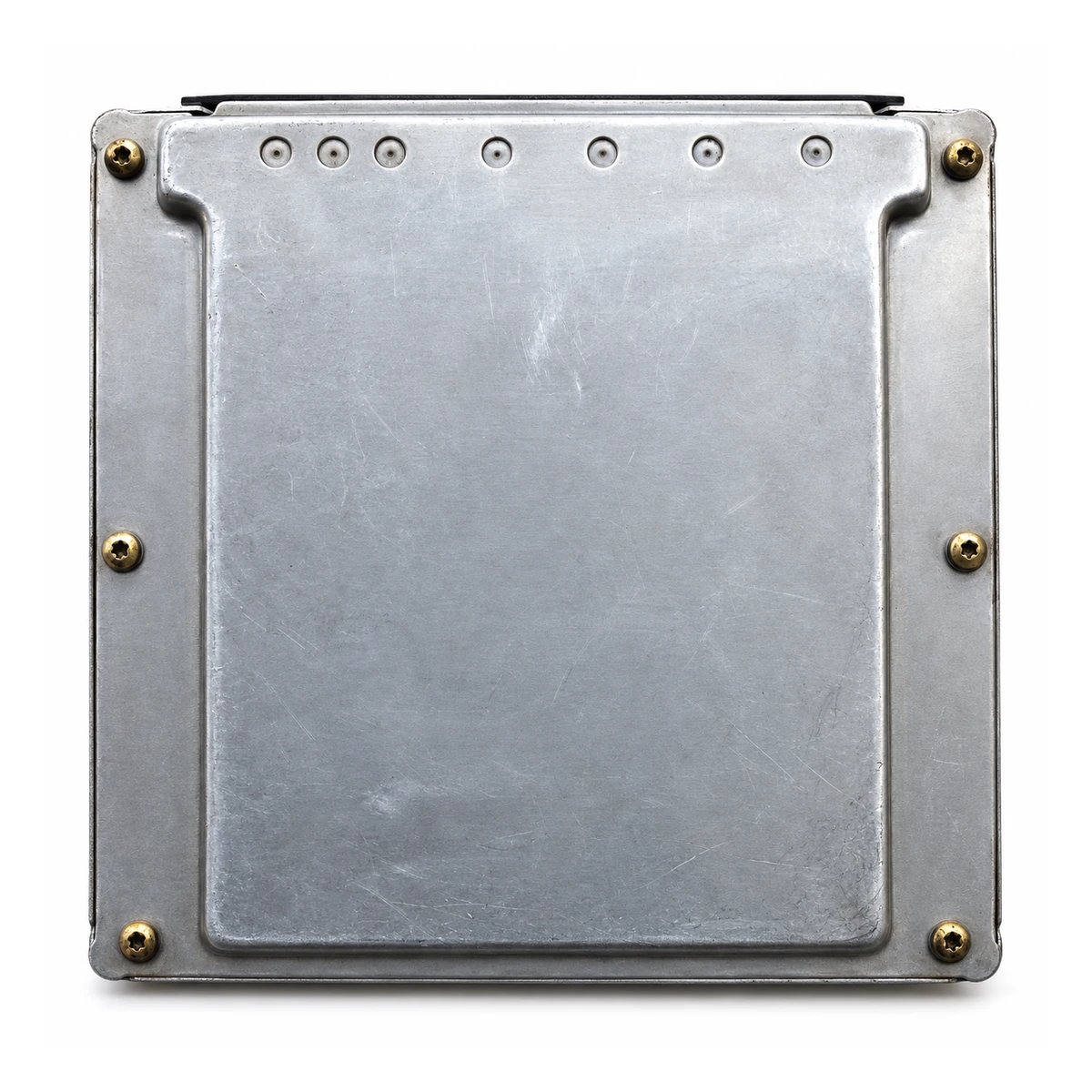 Housing Bosch — metal face with six screws and seven round impressions — faithful illustration of the outer housing