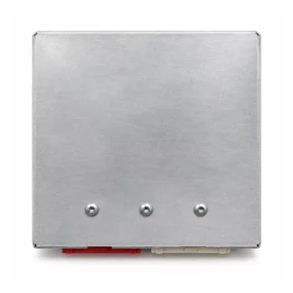 Housing Delco Multec — smooth metal, three mounting points and red and ivory connectors — faithful illustration of the outer housing
