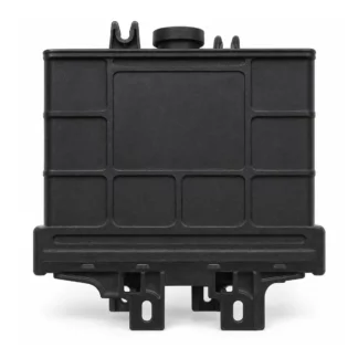 Illustration of the black transmission control unit housing Siemens 01M, front view and two slotted mounting tabs.
