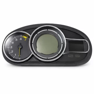 Compteur Renault Mégane III RNI248109291R et A2C83014800, façade avec deux cadrans et écrans éteints